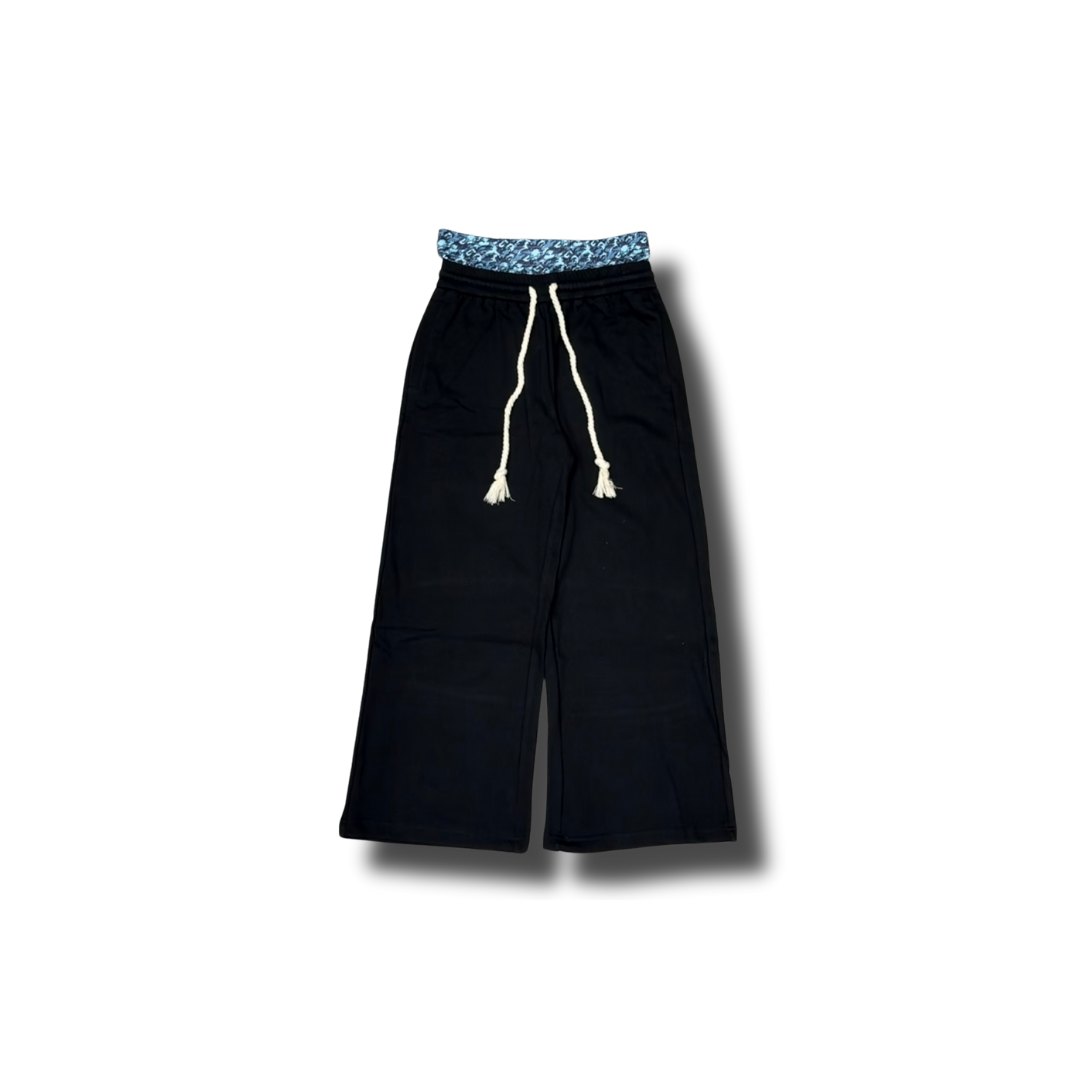 Blue Camo Black Double Waistband Pants