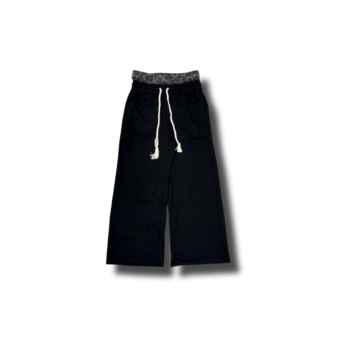 Wolf Black Double Waistband Pants