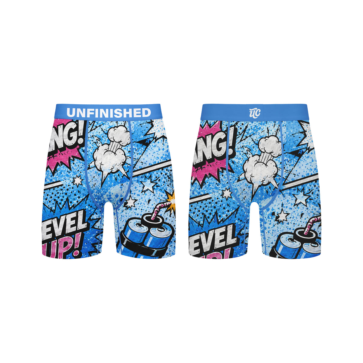 Blue Comic Compression Short Back